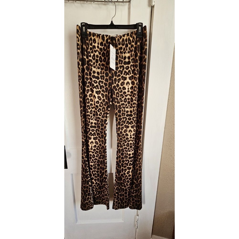 NWT 5 Besties Los Angeles ANIMAL PRINT BELL BOTTOMS PANTS SIZE large